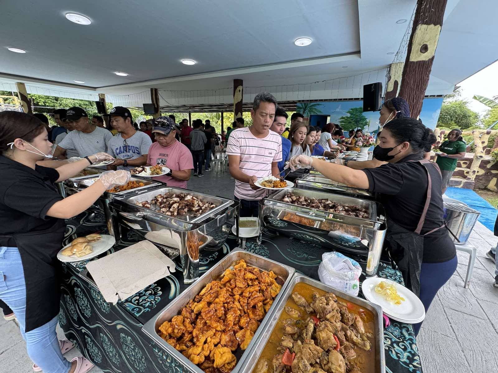 Catering spread with assorted dishes